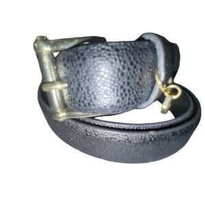 Ralph Lauren Black Leather Belt 40” Brass Hardware, Holes 29”- 33”